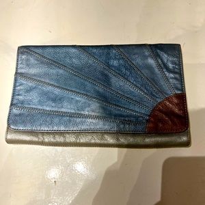 Marc Jacobs blue metallic leather clutch